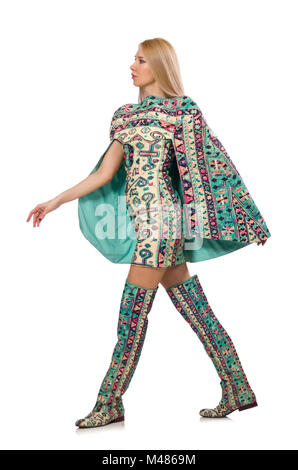 Model wearing dress avec tapis azerbaïdjanais des éléments isolés sur Banque D'Images