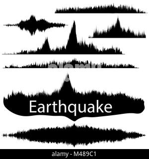 L'onde sismique fixation sur le papier. Ensemble d'onde audio Banque D'Images