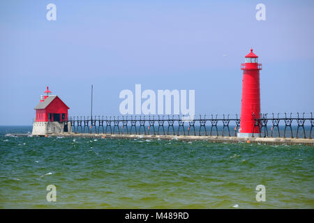 Grand Haven South Pierhead Lumière intérieure, construite en 1905 Banque D'Images