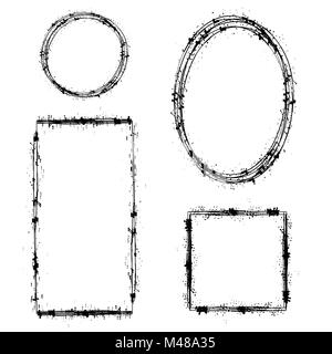 Ensemble de différents cadres d'encre. Formes en détresse Banque D'Images