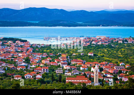 Ville de l'Adriatique Dubrovnik bay vue aérienne Banque D'Images