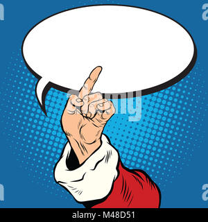 Père Noël pointeur main geste, pop art retro Banque D'Images