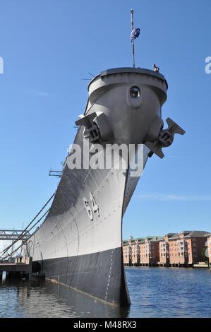 Cuirassé USS Wisconsin (BB-64) à Norfolk, en Virginie Banque D'Images