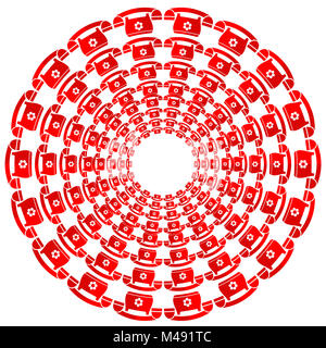 Ensemble de cadres Téléphone rouge ronde Banque D'Images