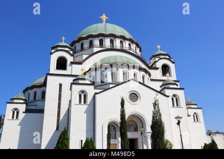 Belgrade, Serbie - Cathédrale orthodoxe Saint Sava. L'architecture néo-byzantin. Vracar district. Banque D'Images