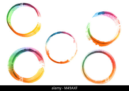 Ensemble d'anneaux comme aquarelle arc-en-ciel. Éléments de conception Aquarelle isolé sur fond blanc. Banque D'Images