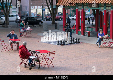 Hing Hay Park dans le quartier International, Seattle, Washington Banque D'Images