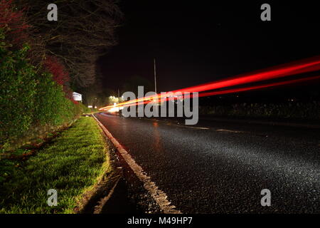 Light Trails in Yorkshire Dales Banque D'Images