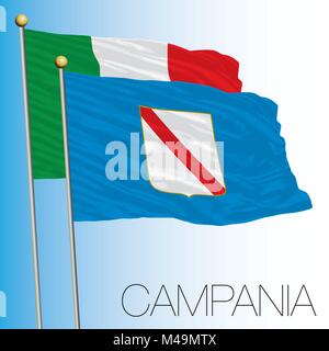Drapeau régional de Campanie, République Italienne, l'Italie, l'Union européenne Illustration de Vecteur