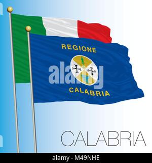 Calabria, drapeau régional, République Italienne, l'Italie, l'Union européenne Illustration de Vecteur