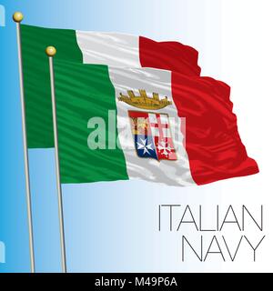 Drapeau de la marine italienne, Marina Militare, Italie Illustration de Vecteur