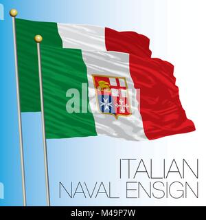 Drapeau de la marine commerciale italienne, Italie Illustration de Vecteur