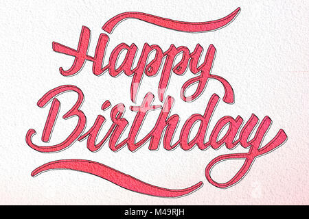 Joyeux anniversaire pinceau créatif le lettrage sur la texture du mur de béton Banque D'Images