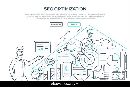 L'optimisation SEO - ligne moderne style design illustration Illustration de Vecteur