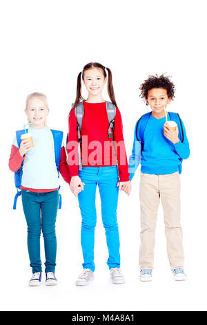 Trois amis de l'école heureuse Banque D'Images