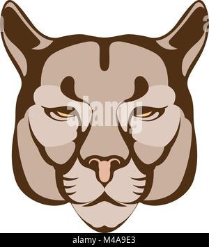 Face puma vector illustration style plat recto Illustration de Vecteur