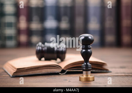 Sceau du notaire , le juge Gavel, document notarié concept, concept de légalité. Banque D'Images