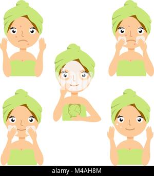 Différents types de masques de beauté du visage. Vector illustrations isolées. Illustration de Vecteur