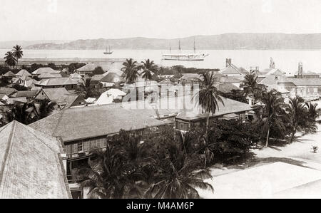 1891 - West Indies, Port Royal en Jamaïque avec HMS urgent à l'ancre Banque D'Images