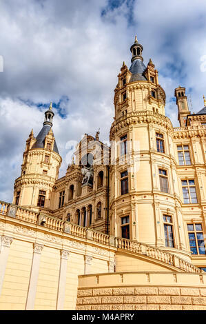 Schwerin Palace dans l'historicisme romantique de style architecture Banque D'Images