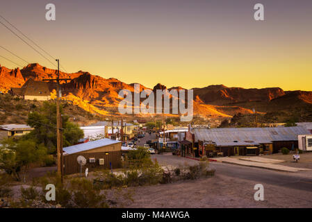 Coucher du soleil à Oatman sur la route 66 en Arizona Banque D'Images