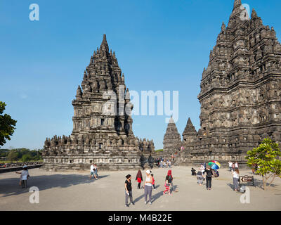 Temple Hindou de Prambanan composé. La région spéciale de Yogyakarta, Java, Indonésie. Banque D'Images