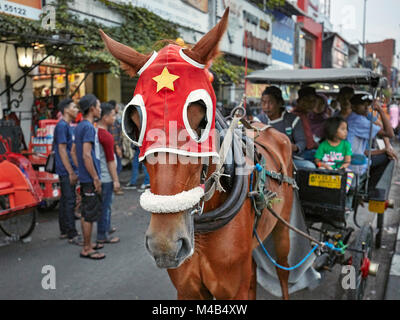 À cheval sur la rue Malioboro. Yogyakarta, Java, Indonésie. Banque D'Images