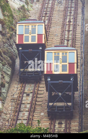 La falaise East Hill Railway cable ascenseur funiculaire à Hastings Banque D'Images