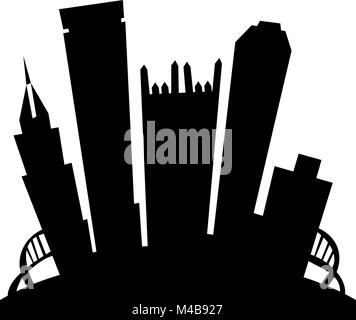 Cartoon skyline silhouette de la ville de Pittsburgh, Pennsylvanie, USA. Illustration de Vecteur