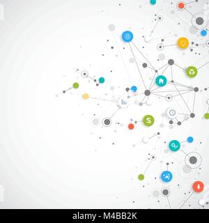 Résumé vecteur d'infographie. Cloud computing et connexions réseau global concept design. Modèle d'affaires scientifiques avec des icônes pour brochure, diagramme, workflow, chronologie, web design. Illustration de Vecteur