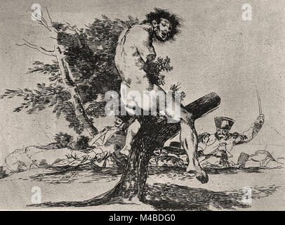 Francisco de Goya y Lucientes - c'est pire (Esto es peor), de les désastres de la guerre (los Desastres de la Guerra), la plaque 37 Banque D'Images