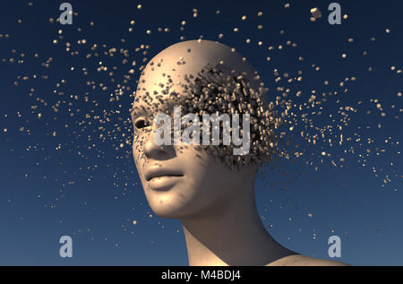 Le rendu 3d. Exploser tête portrait Banque D'Images