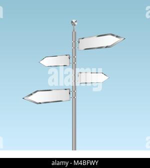 Blanc Blanc signalisation routière en ciel clair, vector Illustration de Vecteur