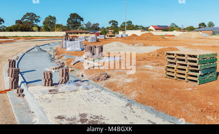 Nouvelle construction de trottoirs Banque D'Images