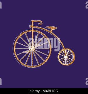 Penny Farthing blanc-icône isolé sur fond vert. Mobilier vieux vélo avec grosses roues. Vector illustration Illustration de Vecteur
