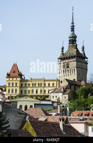 Vue de la ville de Sighisoara, Roumanie Banque D'Images