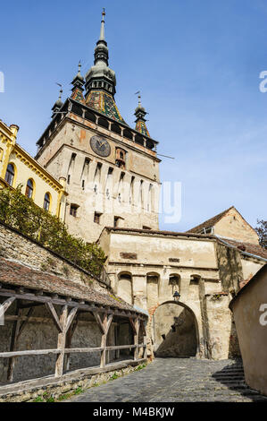 Watch Tower dans la ville de Sighisoara, Roumanie Banque D'Images