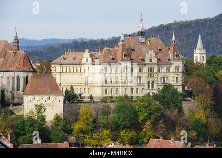 Vue sur la ville de Sighisoara, Roumanie Banque D'Images