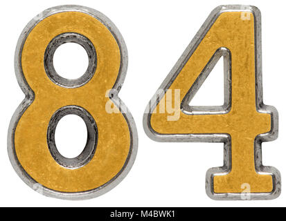 Chiffre métal 84, quatre-vingt-quatre, isolé sur fond blanc Banque D'Images