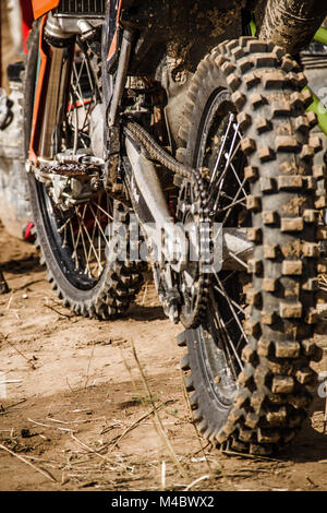 Vue rapprochée de la moto motocross Banque D'Images