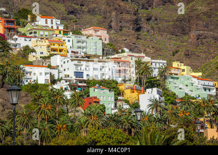 Maisons à flanc dans la Valle Gran Rey Banque D'Images