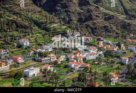 Maisons à flanc de colline dans la magnifique Valle Gran Rey Banque D'Images