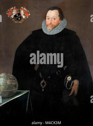 Francis Drake. Portrait de Sir Francis Drake (1540-1596), par Marcus Gheeraerts, huile sur toile, 1591 Banque D'Images