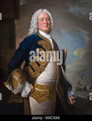 L'Amiral John Byng (1704-1757) par Thomas Hudson, huile sur toile, 1749. Banque D'Images