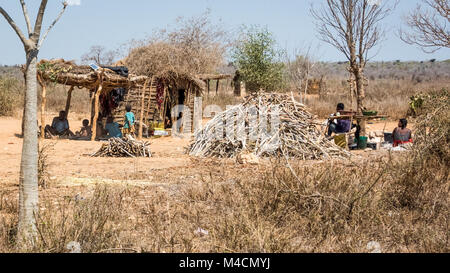 Village rural pauvre, le sud de Madagascar Banque D'Images