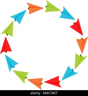 Une image d'avions en papier dans une formation circulaire. Illustration de Vecteur