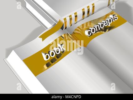 Les concepts du livre. Concept de l'éducation. Livre ouvert sur fond blanc Illustration de Vecteur