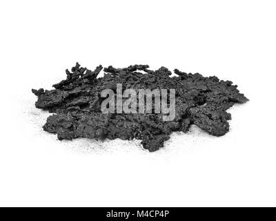 L'accumulation de créosote de pieux qui a été enlevé d'un poêle à bois Cheminée lorsque cuisinière nettoyage de tuyaux. Banque D'Images