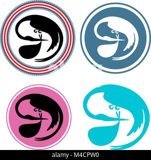 Une image d'un abrégé stork delivering un bébé jeu d'icônes. Illustration de Vecteur