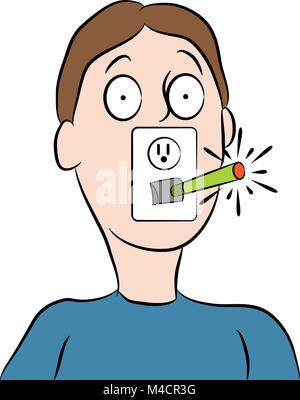 L'image d'un homme qui fume un abrégé e-cigarette. Illustration de Vecteur